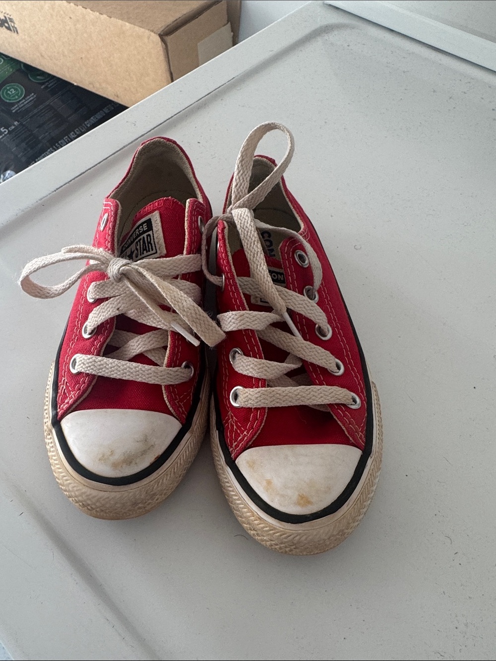 Converse Kids Red Low-Top Canvas Sneakers with White Laces